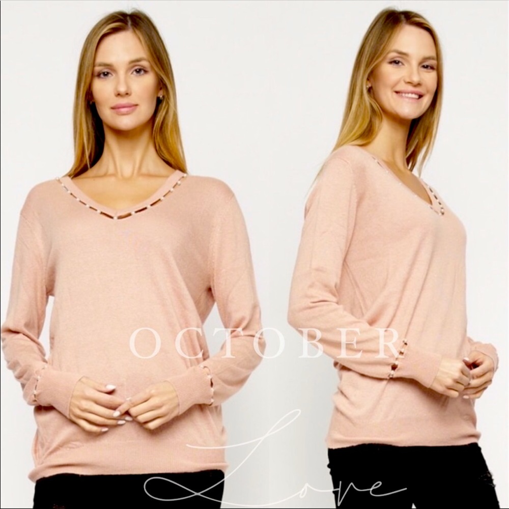 Soft💗Pink💗Mohair v-neck sweater4holiday style